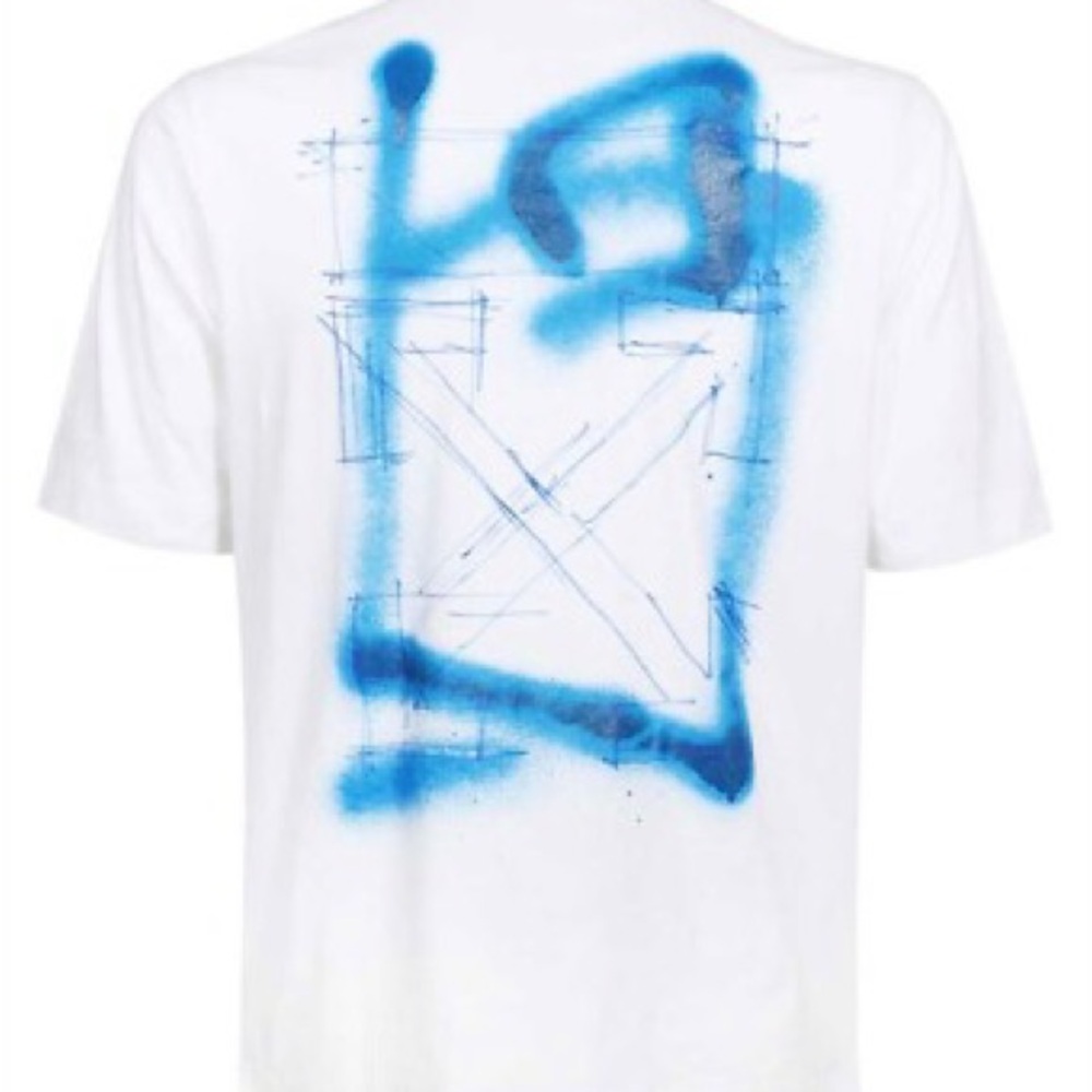 Off-White Hand Logo Spray T-Shirt White/Blue (XL)